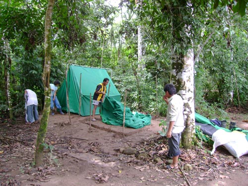 Zeltlager am Ufer des Tambopata
